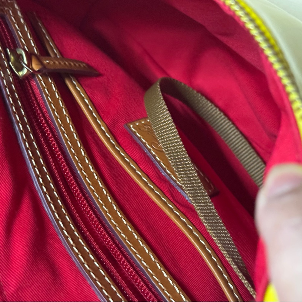 Dooney & Bourke Yellow Patent Leather Shoulder Bag Brown purple strap Kiley - Picture 8 of 16